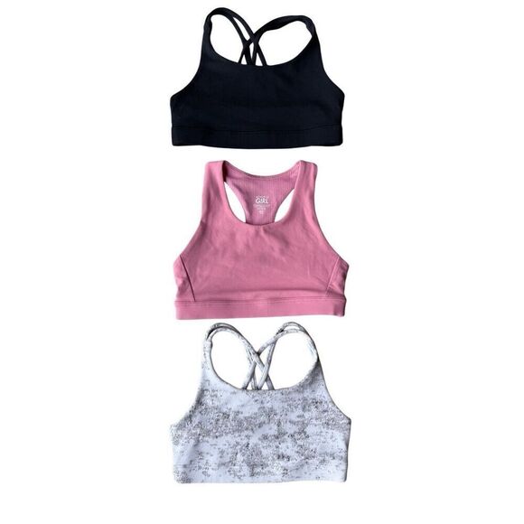 Athleta Girl Set Of 3 Sports Bras, 2 Upbeat Sports Bras, and 1 Speed Racer Size - Picture 1 of 9